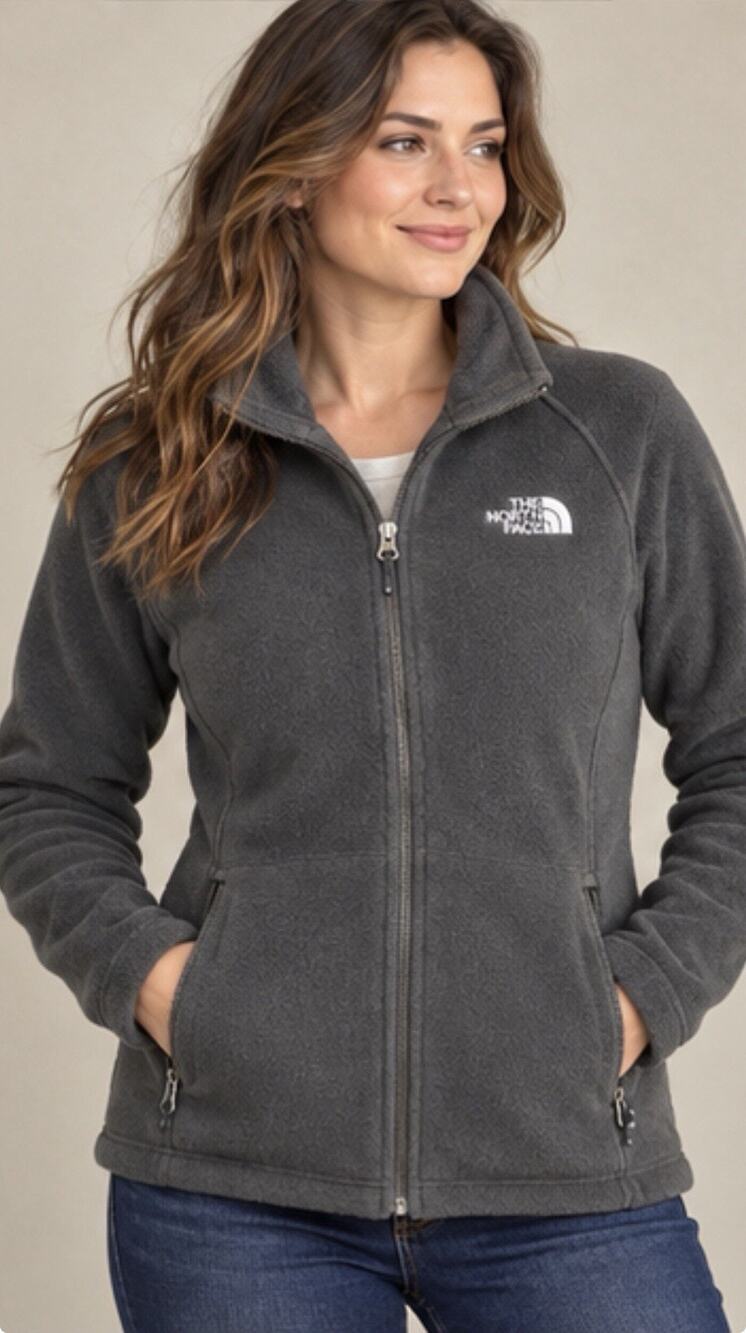 The North Face Fleece Jacket Womens Medium Gray Full Zip Pockets Outdoor